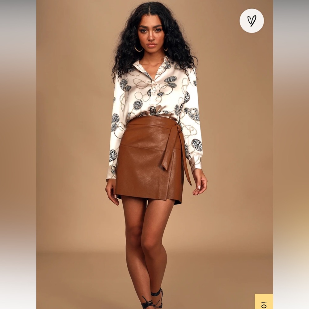 Lulu’s vegan leather wrap skirt